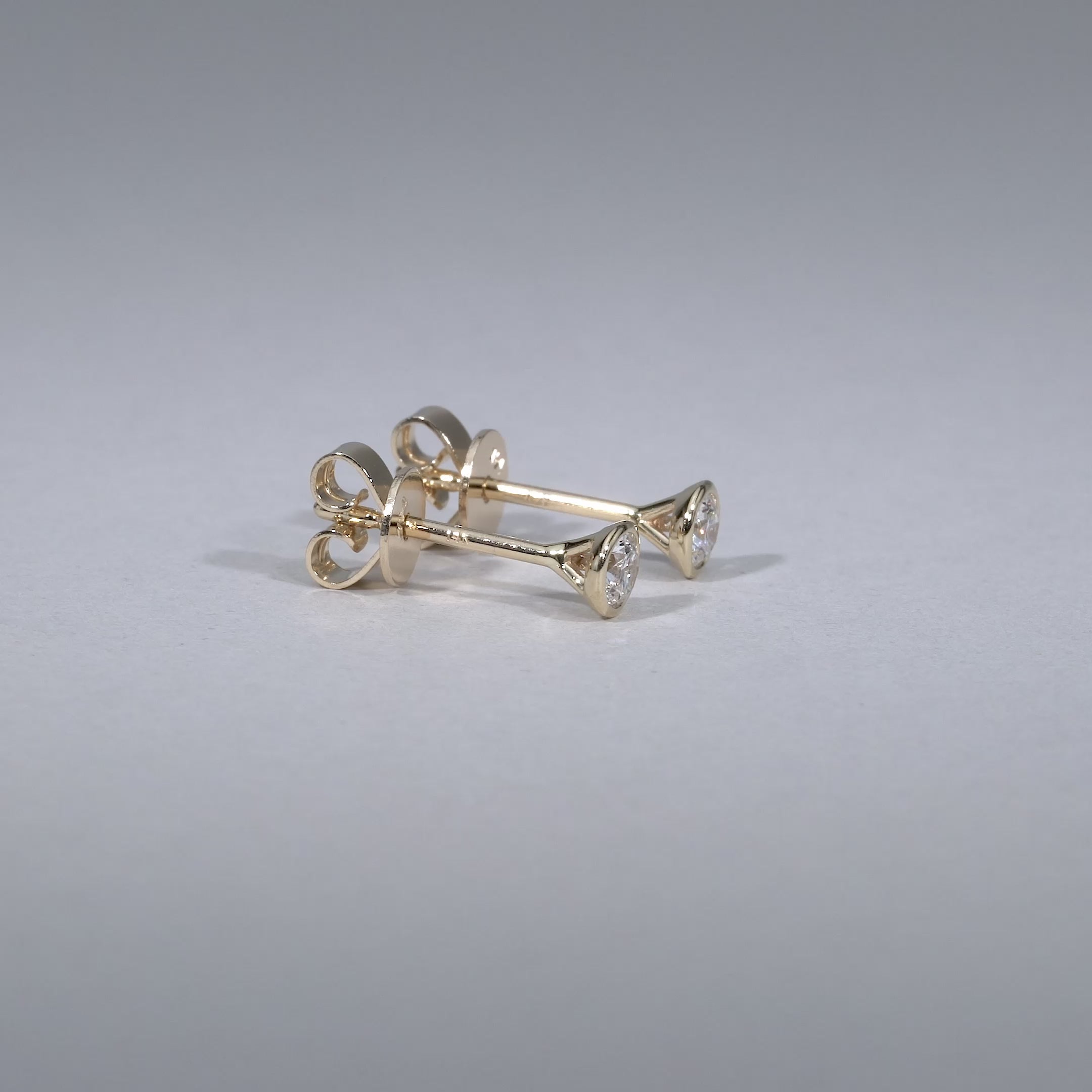 Bezel & Diamond Stud Earrings