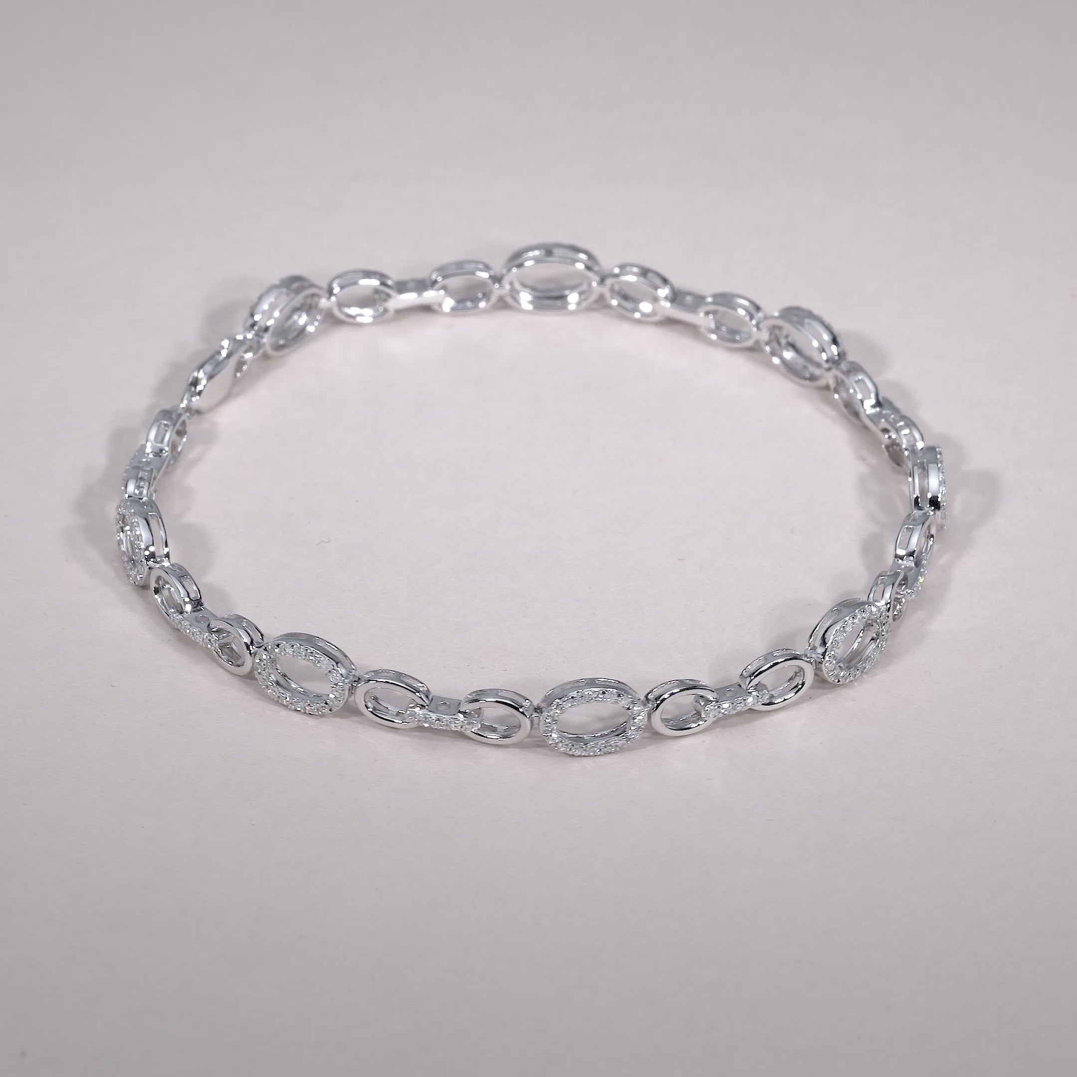 Oval Shape Diamond Halo Bracelet