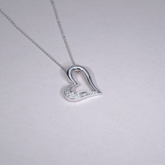 Slanted Heart Diamond Pendant