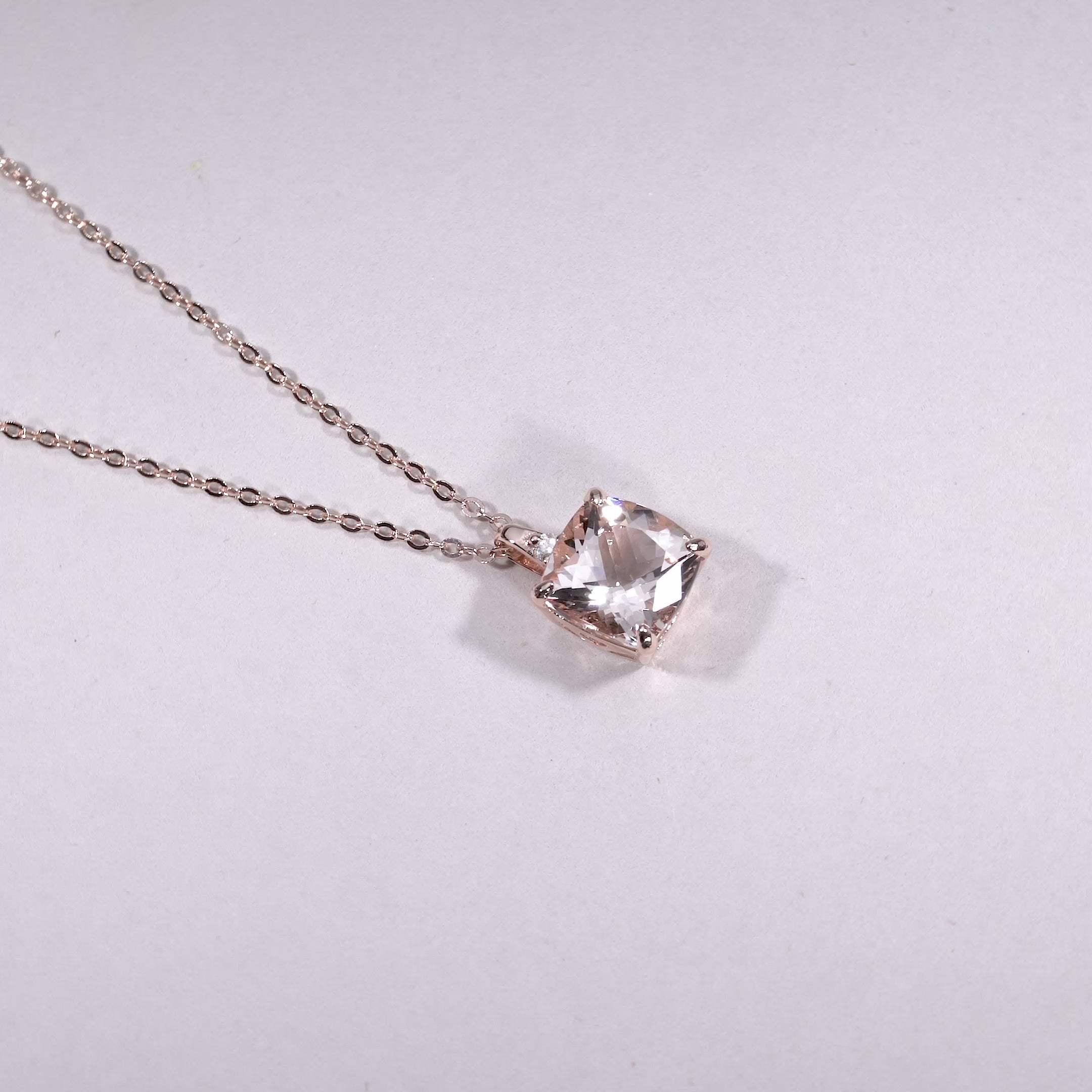 Cushion Cut Colored Stone and Diamond Pendant