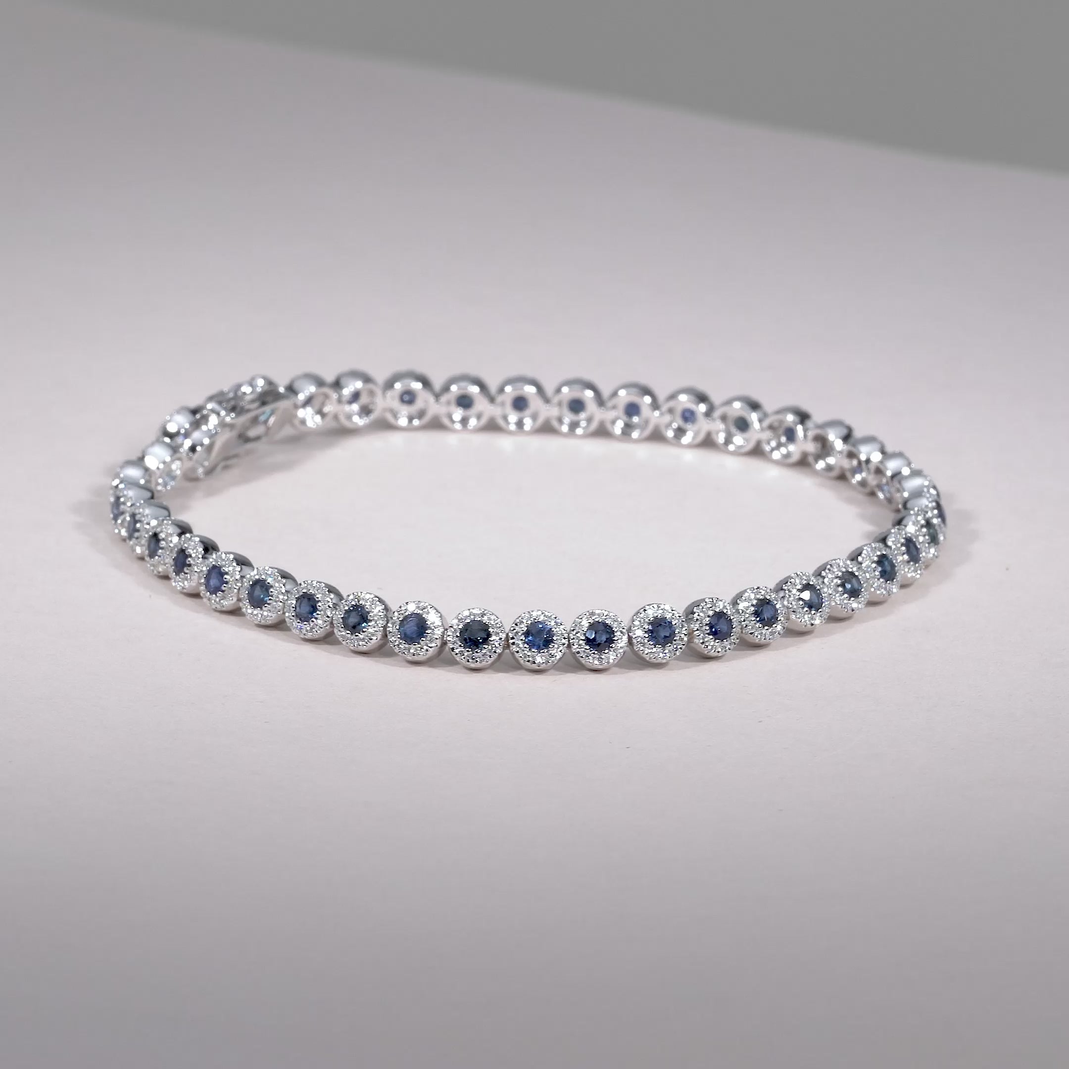 Precious Stone & Diamond Halo Tennis Bracelet