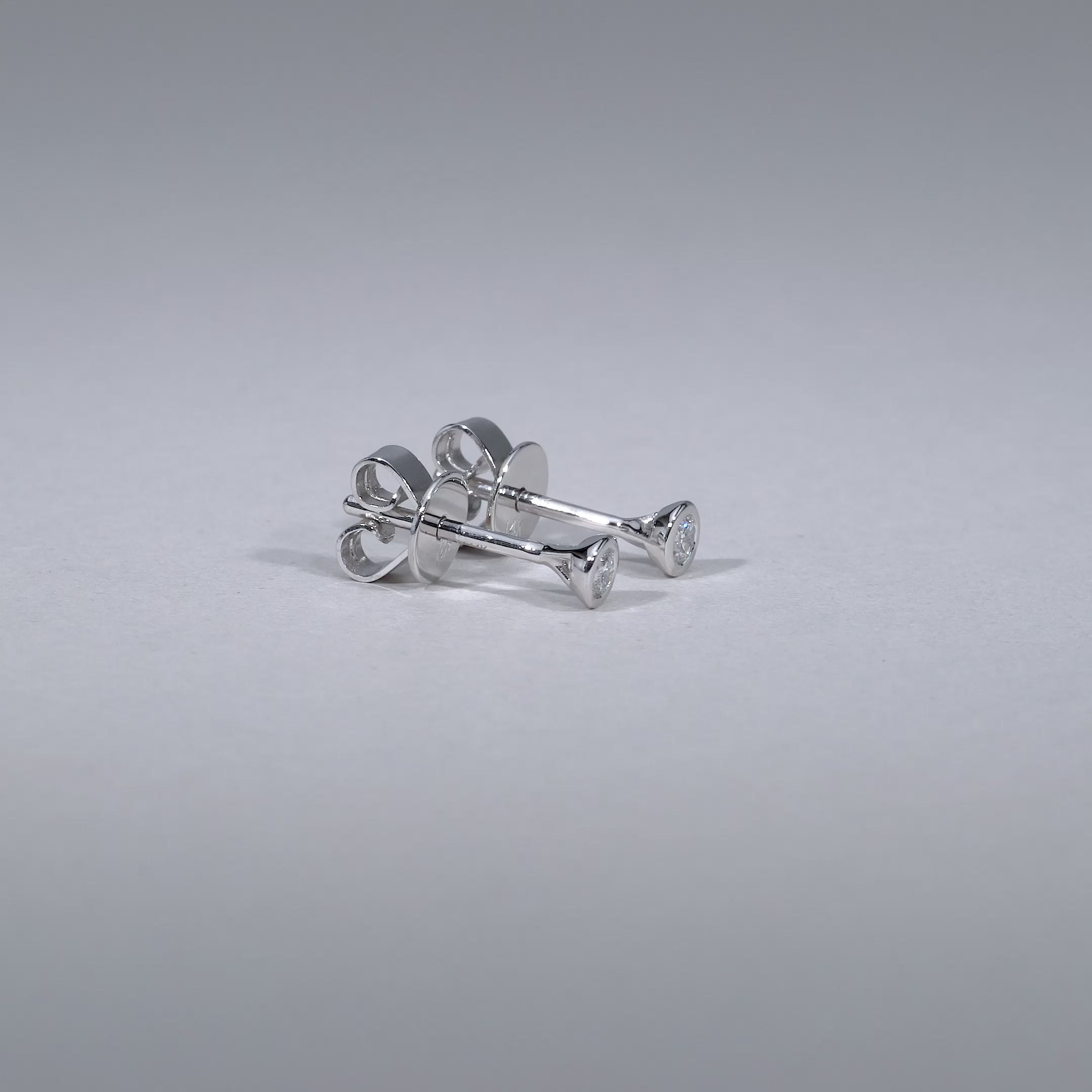 Bezel & Diamond Stud Earrings