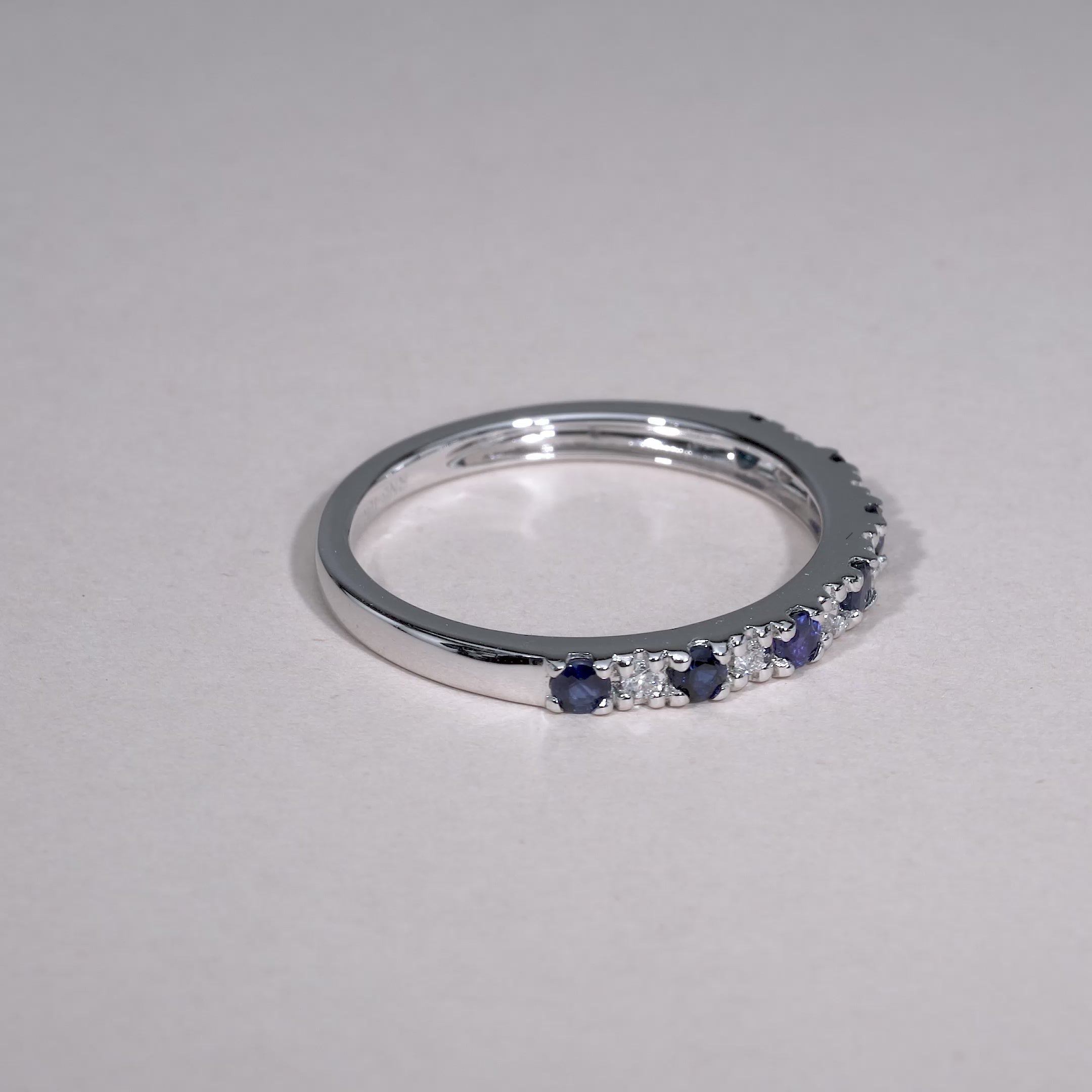 Semi Eternity Precious Stone and Diamond Ring