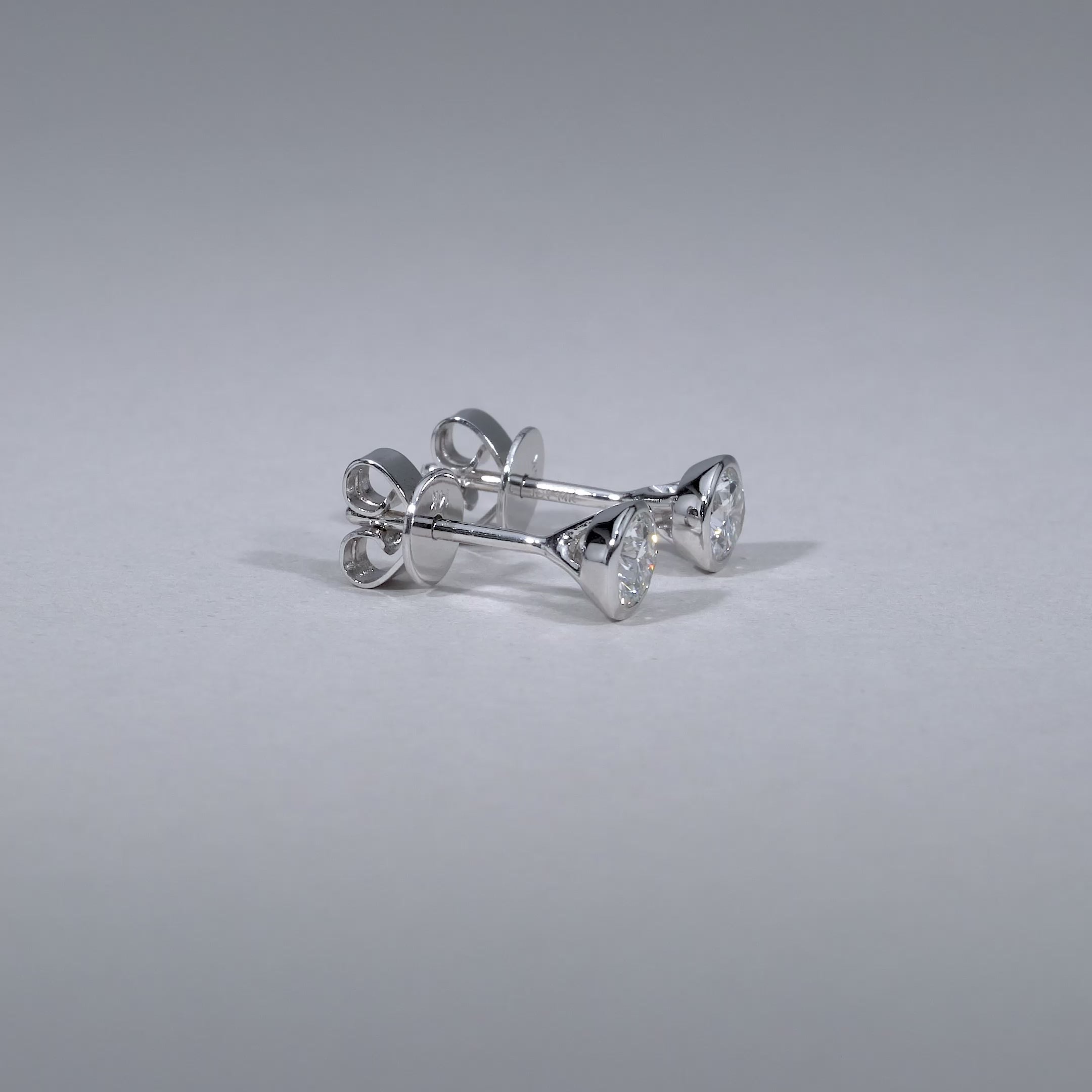Bezel & Diamond Stud Earrings