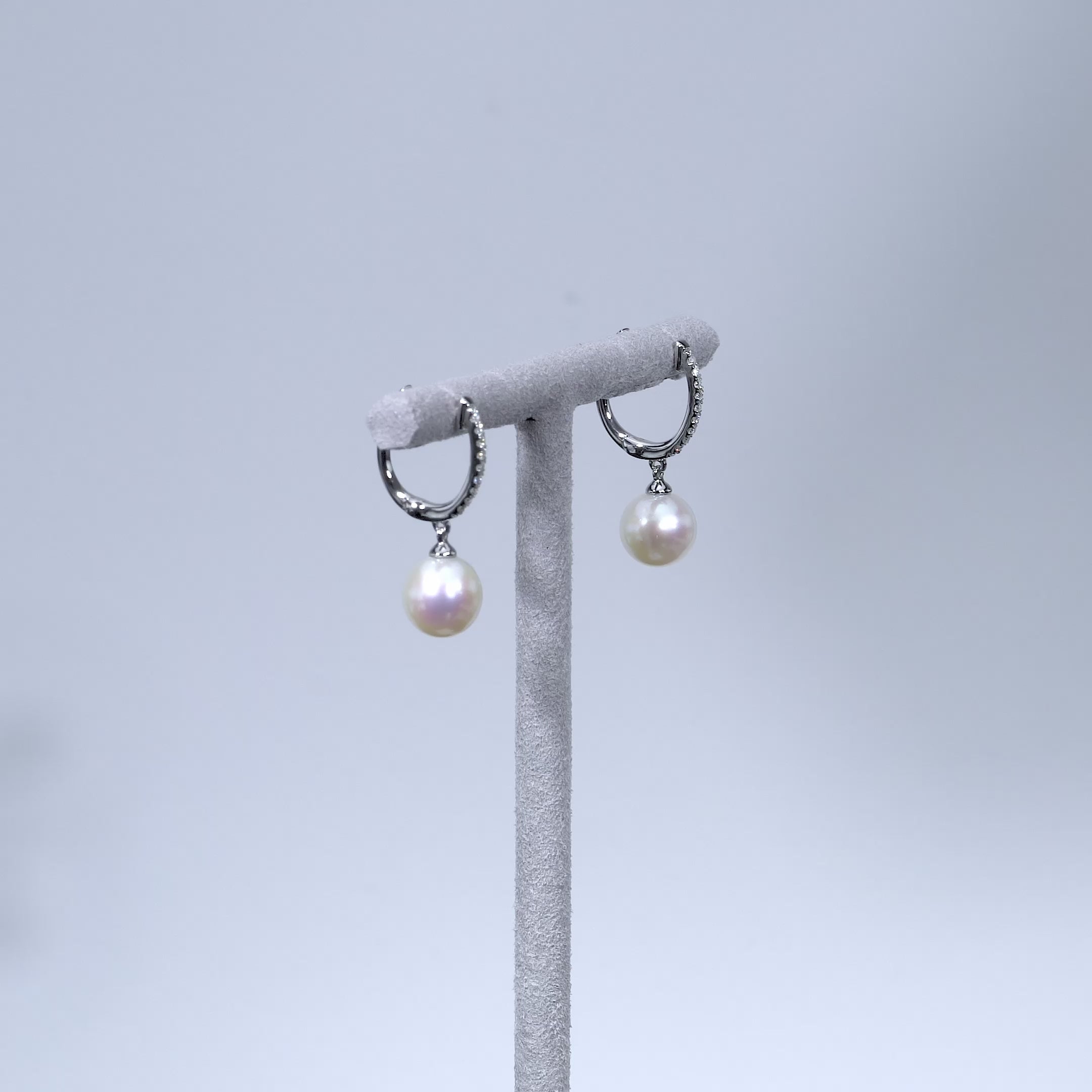 Cultured Pearl & Diamond Dangle Earrings