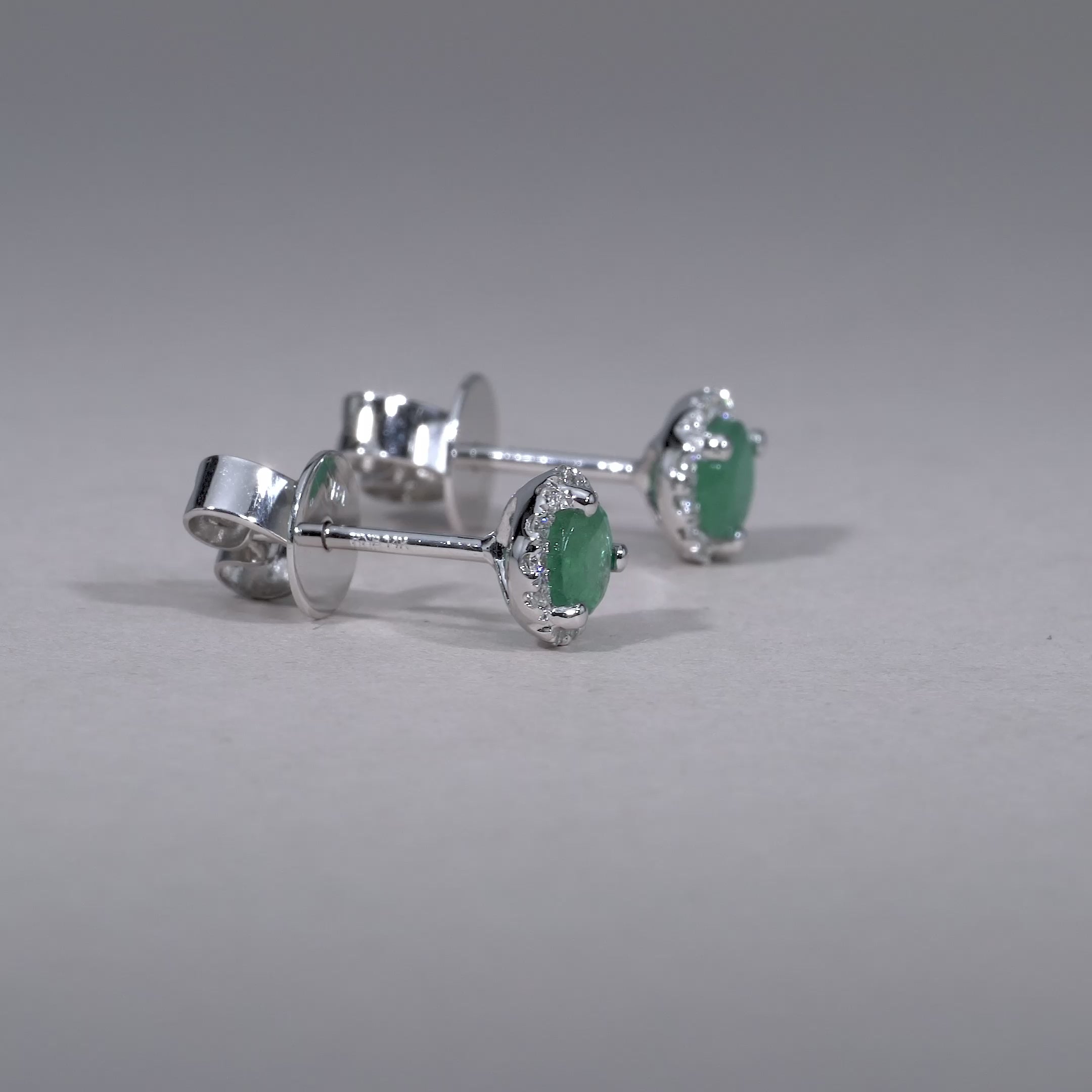Precious Stone & Diamond Halo Stud Earrings