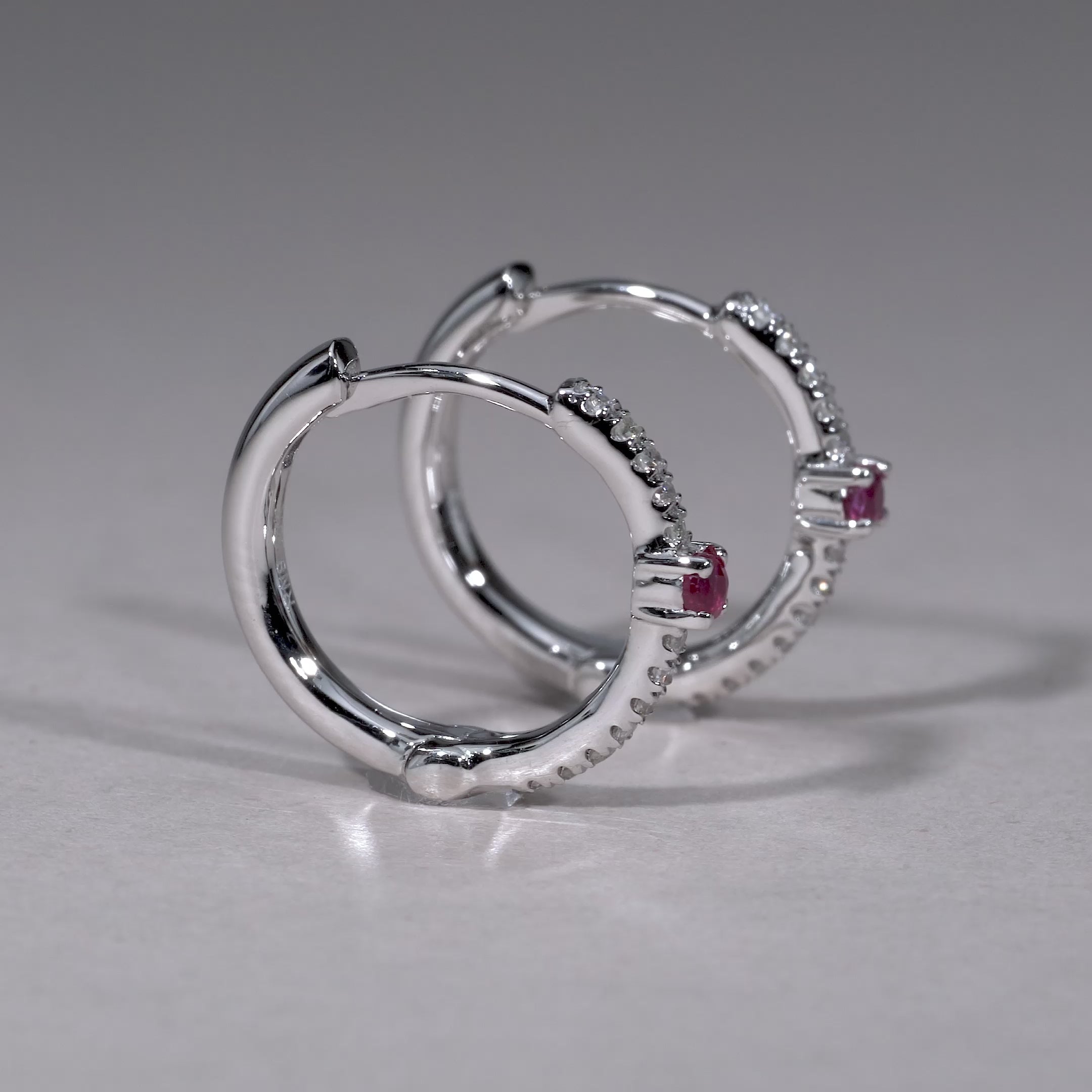 Precious Stone & Diamond Huggies Earrings
