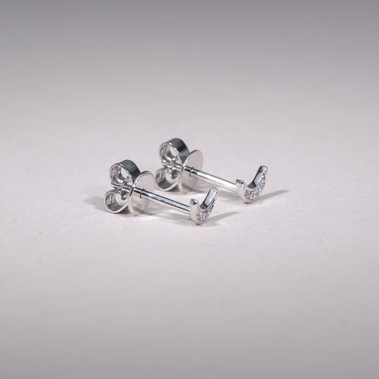 Diamond Moon Stud Earrings