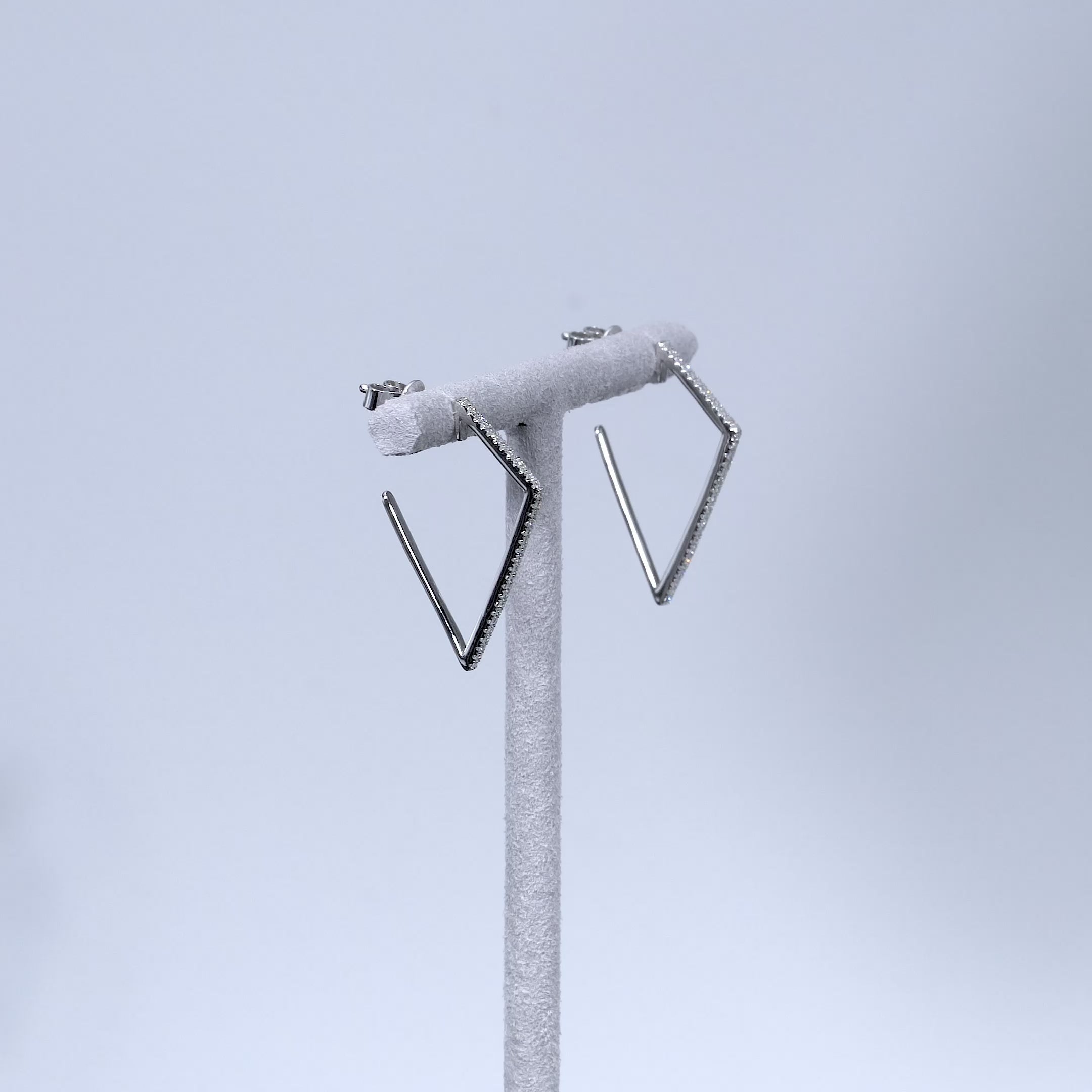 Triangular Diamond Loop Earrings