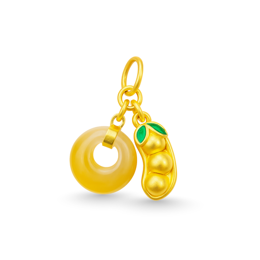24k Gold Hetian Jade Tangerine Charm