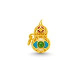24k Gold Hetian Jade Calabash Charm