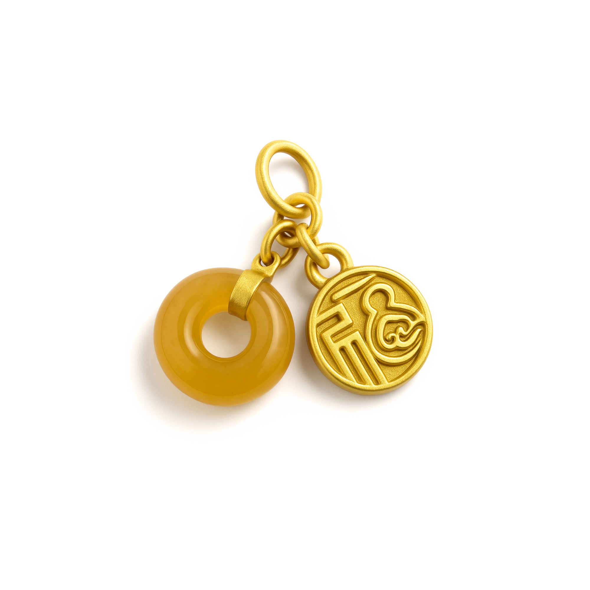 24k Gold Hetian Jade Charm