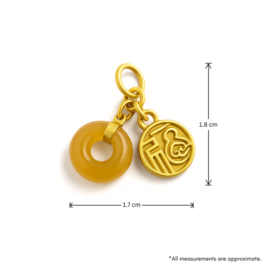 24k Gold Hetian Jade Charm