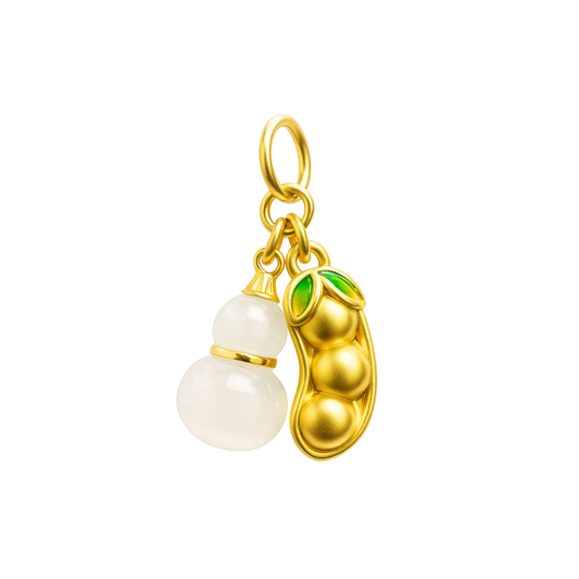 24k Gold Hetian Jade Charm