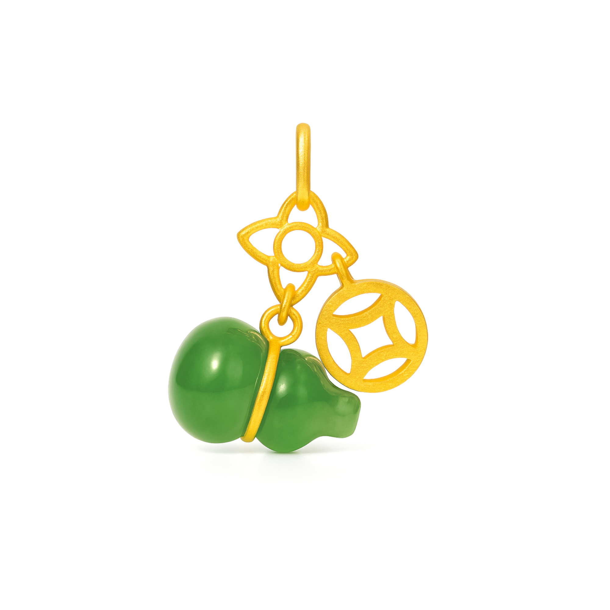 24k Gold Hetian Jade Calabash Charm