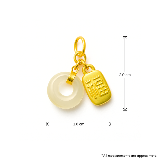 24k Gold Hetian Jade Charm