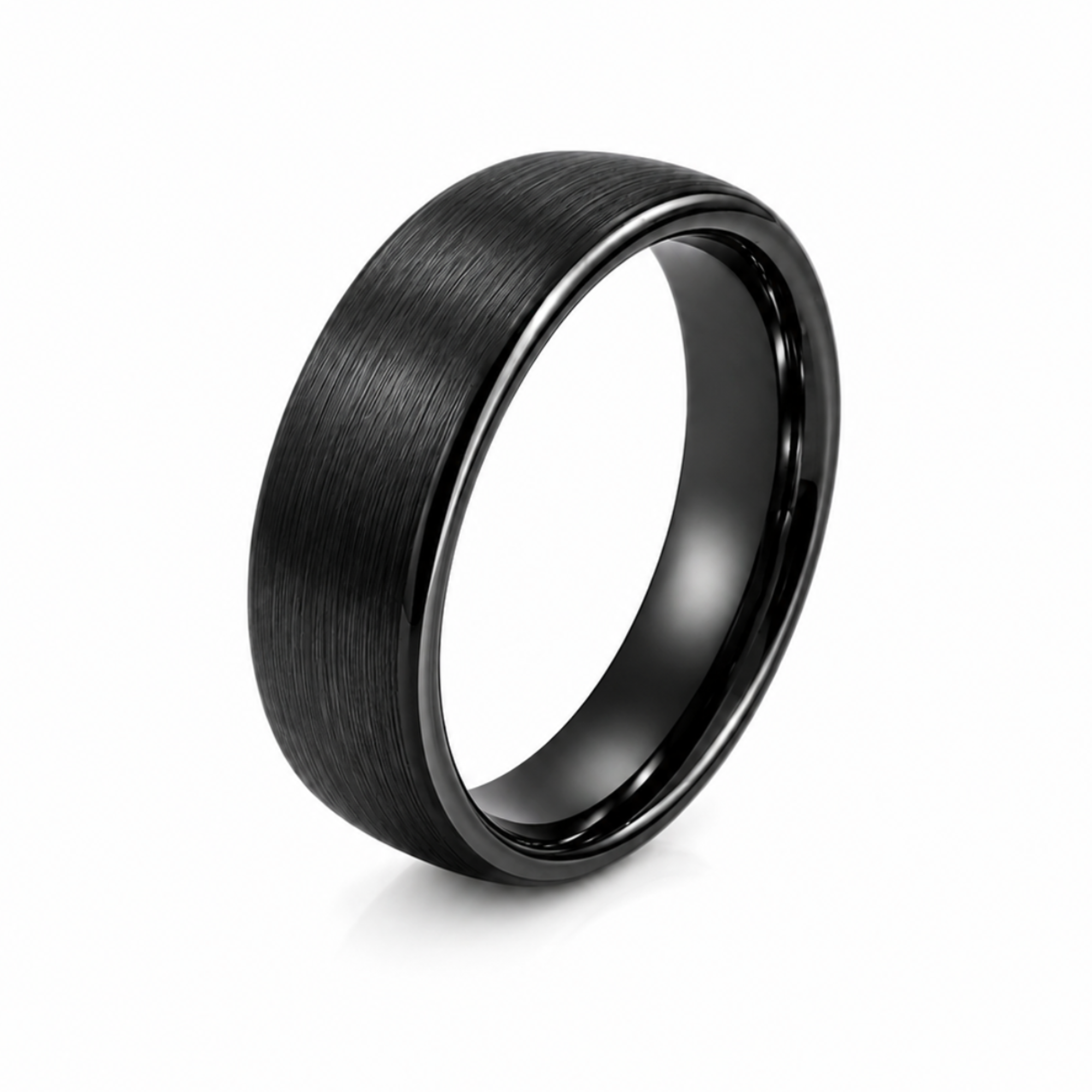 6mm Ceramic Wedding Ring Band in Black