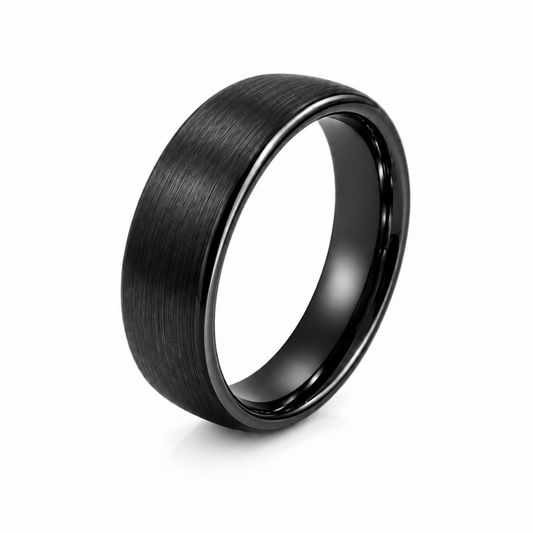 6mm Ceramic Wedding Ring Band in Black
