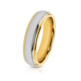 6mm Tungsten Wedding Ring Band in White and Yellow
