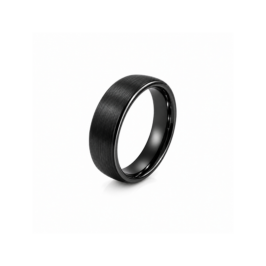 6mm Ceramic Wedding Ring Band in Black