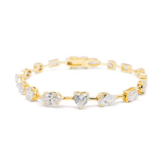Multi-Shape Lab Grown Diamond Tennis Bracelet – Heart Centre