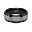 8mm Tungsten Wedding Ring Band in White and Black