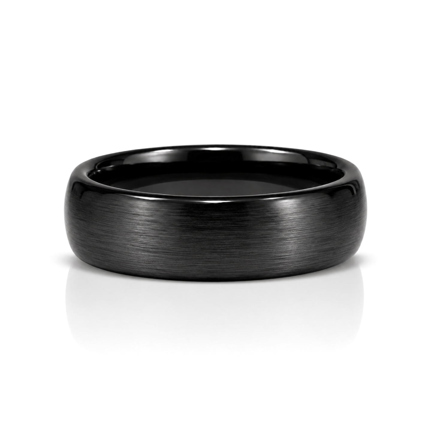 6mm Ceramic Wedding Ring Band in Black