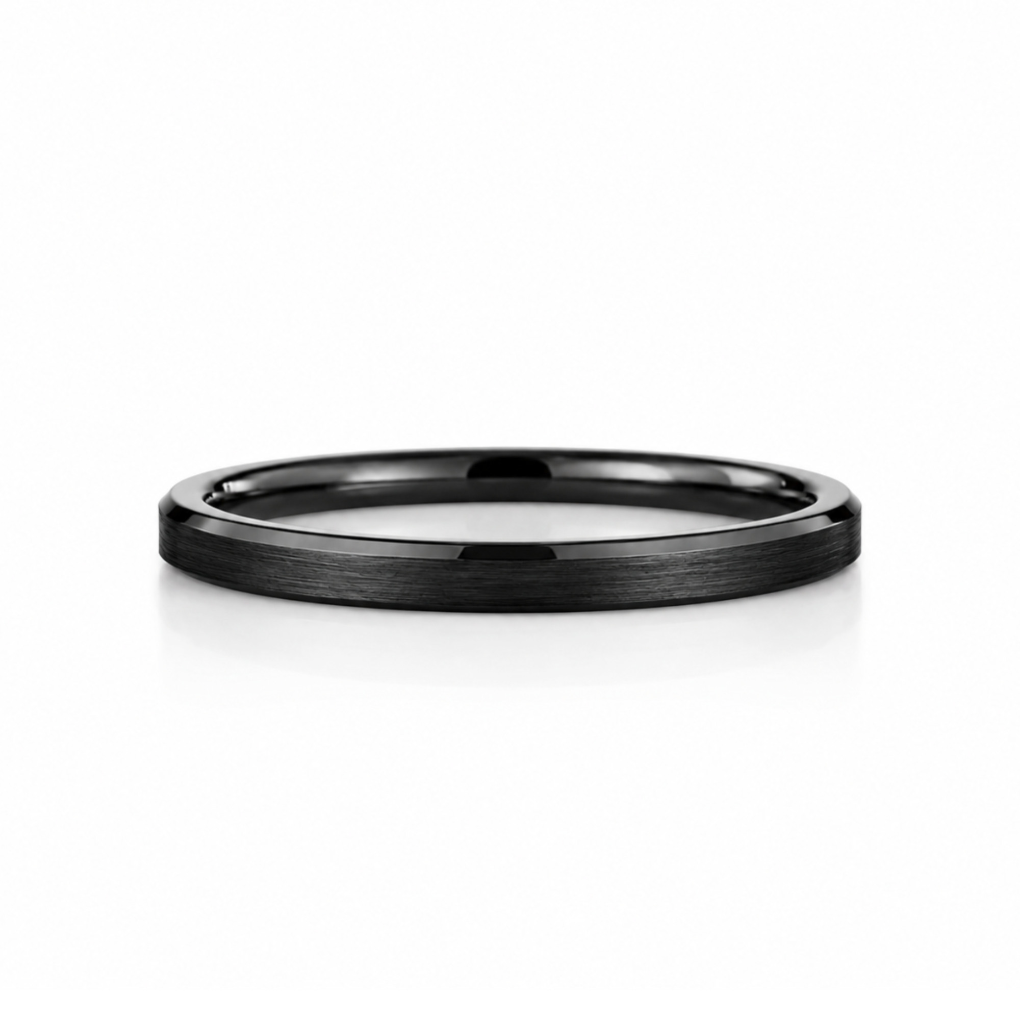 2mm Tungsten Wedding Ring Band in Black