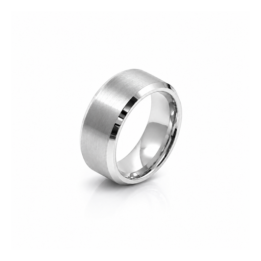8mm Tungsten Wedding Ring Band in White
