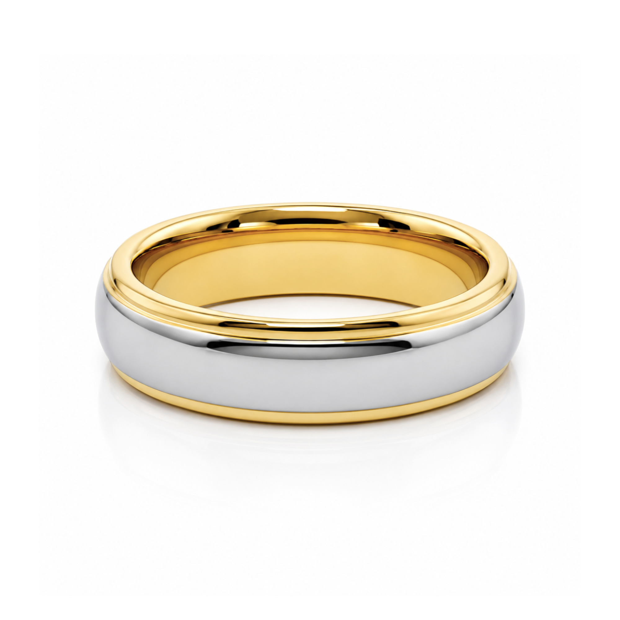 6mm Tungsten Wedding Ring Band in White and Yellow