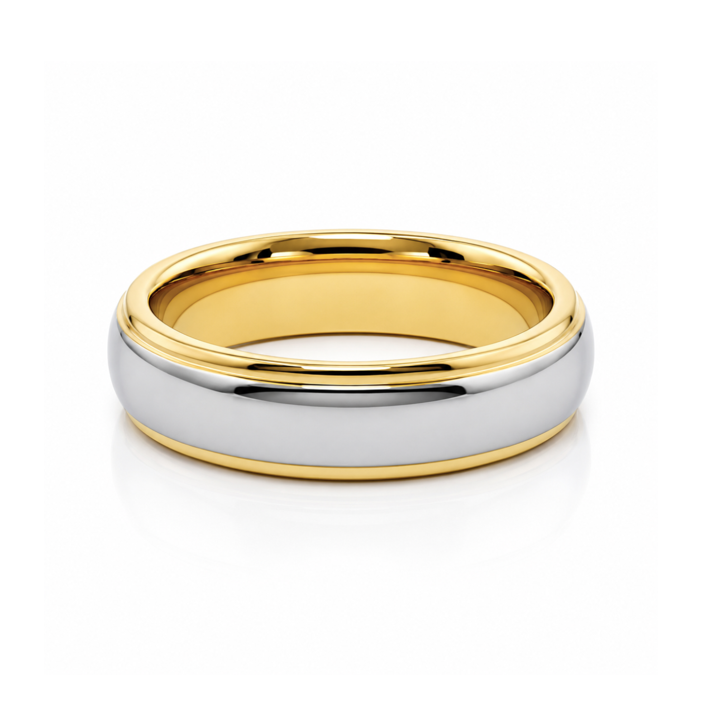 6mm Tungsten Wedding Ring Band in White and Yellow