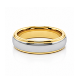 6mm Tungsten Wedding Ring Band in White and Yellow