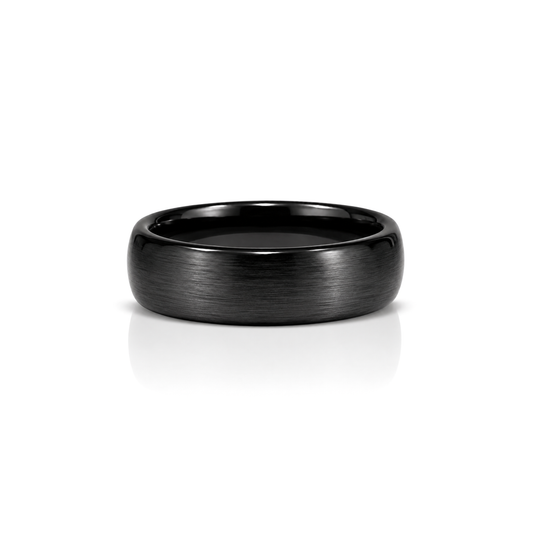 6mm Ceramic Wedding Ring Band in Black