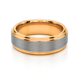 8mm Tungsten Wedding Ring Band in White and Rose Gold