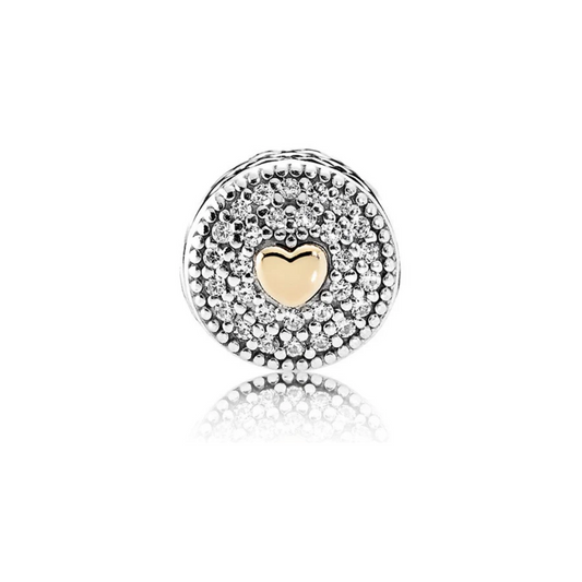 PANDORA ESSENCE Affection Charm SS and 14K Gold Heart Affection Charm-796085CZ(RETIRED)