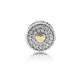 PANDORA ESSENCE Affection Charm SS and 14K Gold Heart Affection Charm-796085CZ(RETIRED)