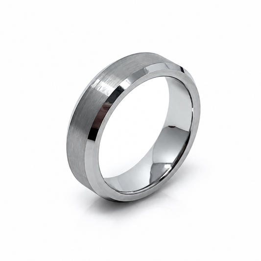 6mm Tungsten Wedding Ring Band in White