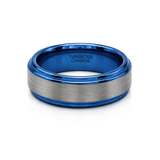 8mm Tungsten Wedding Ring Band in White and Blue