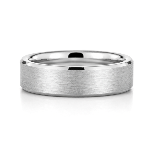 8mm Tungsten Wedding Ring Band in White