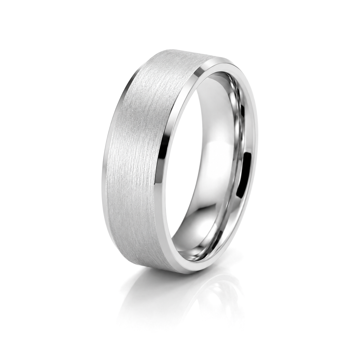 8mm Tungsten Wedding Ring Band in White