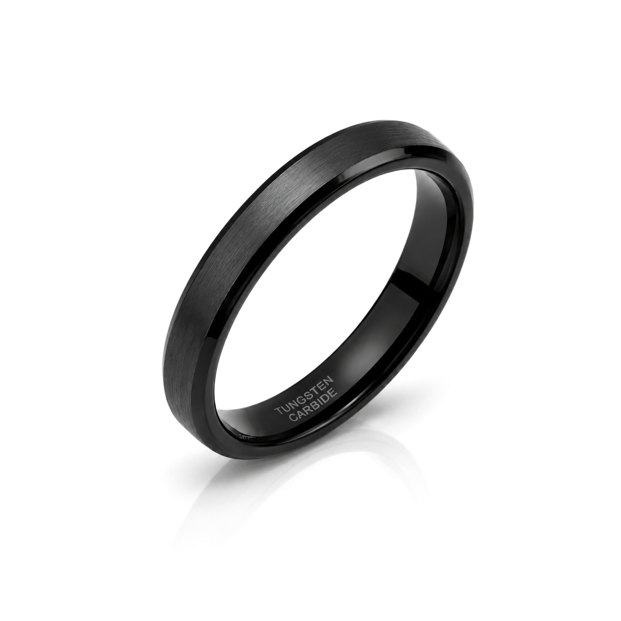 4mm Tungsten Wedding Ring Band in Black