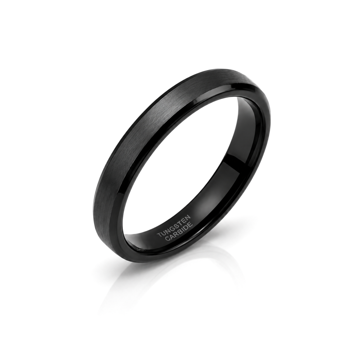 4mm Tungsten Wedding Ring Band in Black