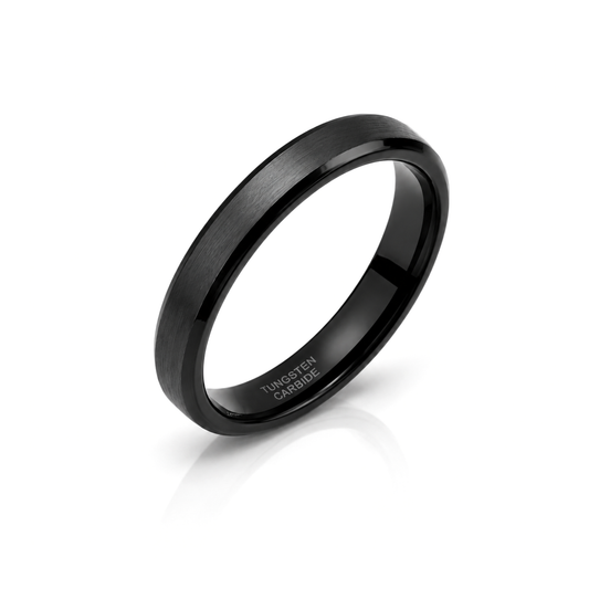 4mm Tungsten Wedding Ring Band in Black