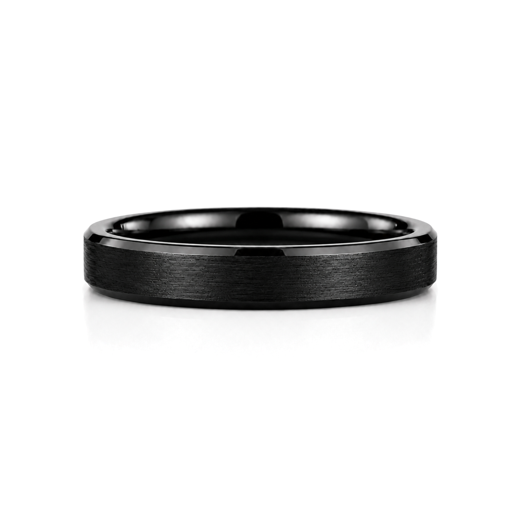 4mm Tungsten Wedding Ring Band in Black
