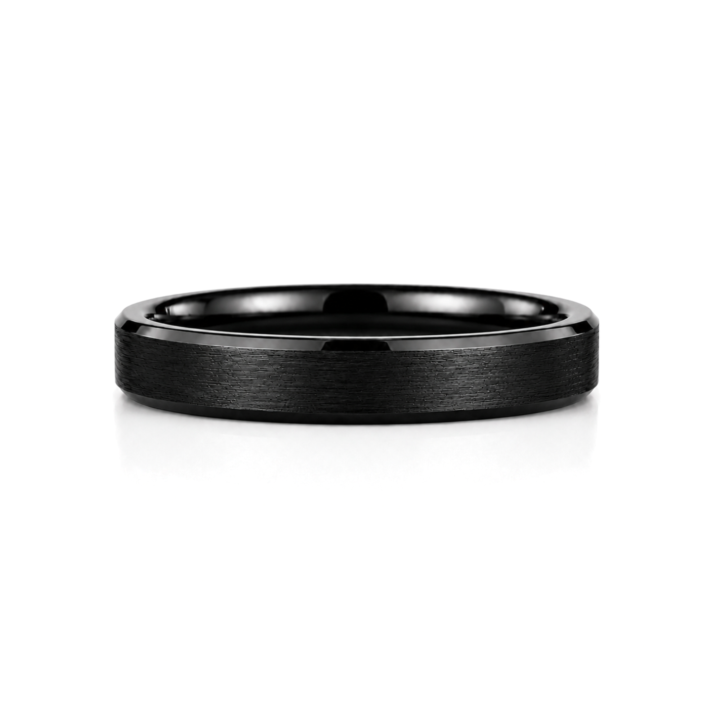 4mm Tungsten Wedding Ring Band in Black