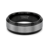 8mm Tungsten Wedding Ring Band in White and Black