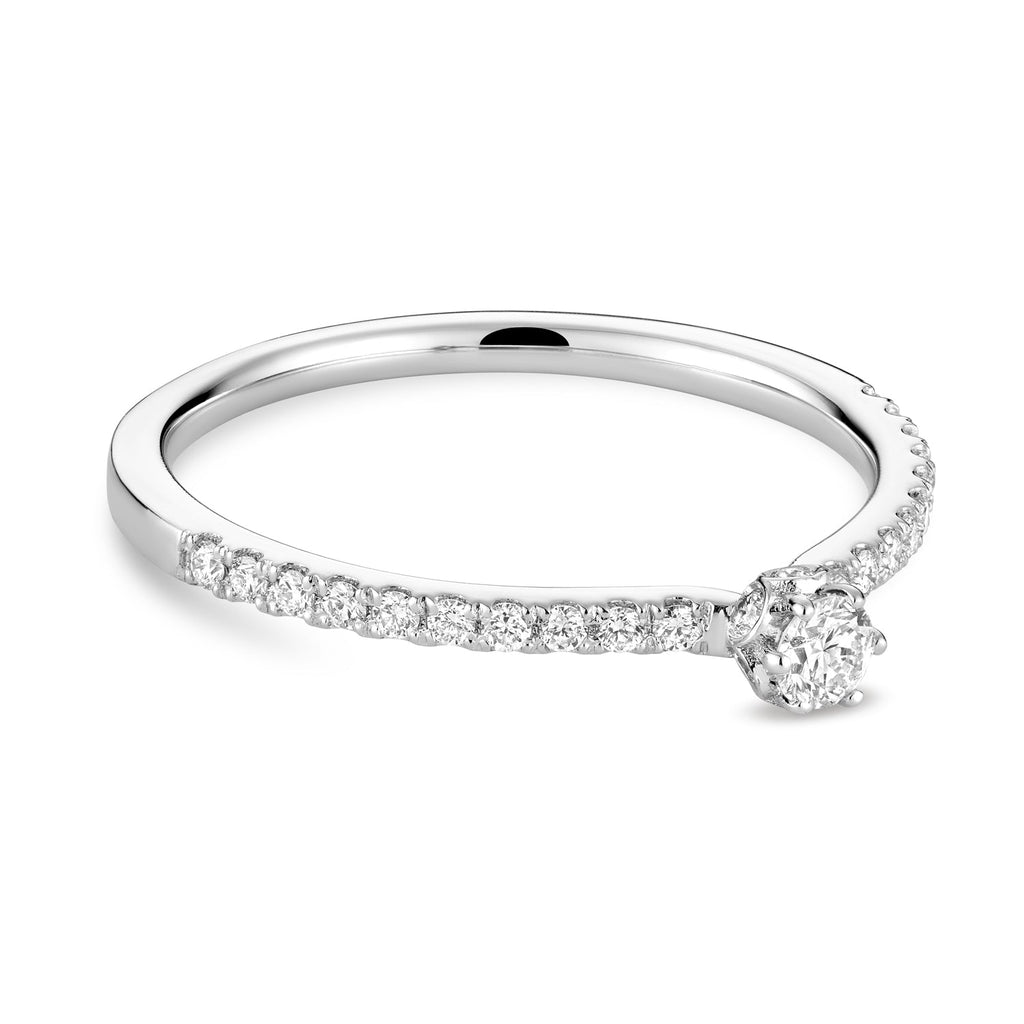Solitaire Crown Setting Diamond Engagement Ring