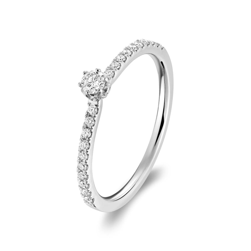 Solitaire Crown Setting Diamond Engagement Ring