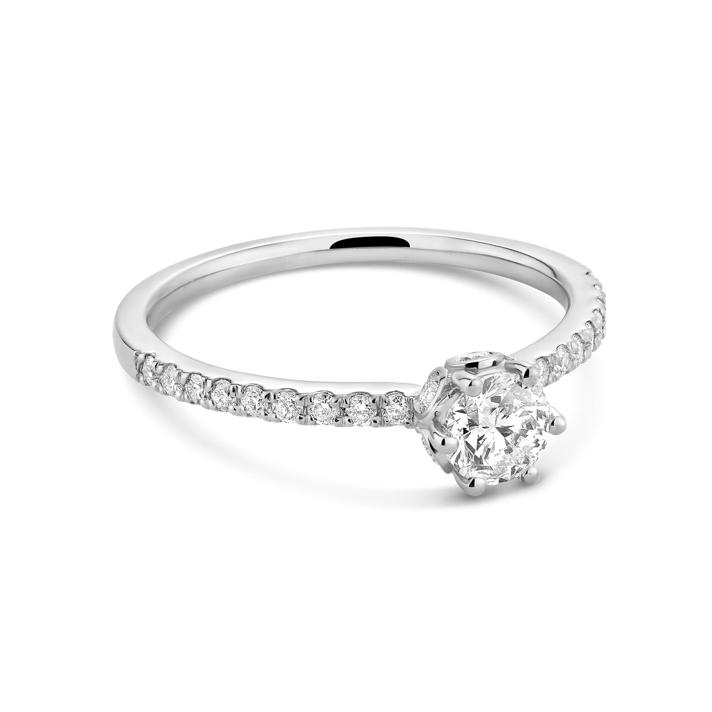 Solitaire Crown Setting Diamond Engagement Ring