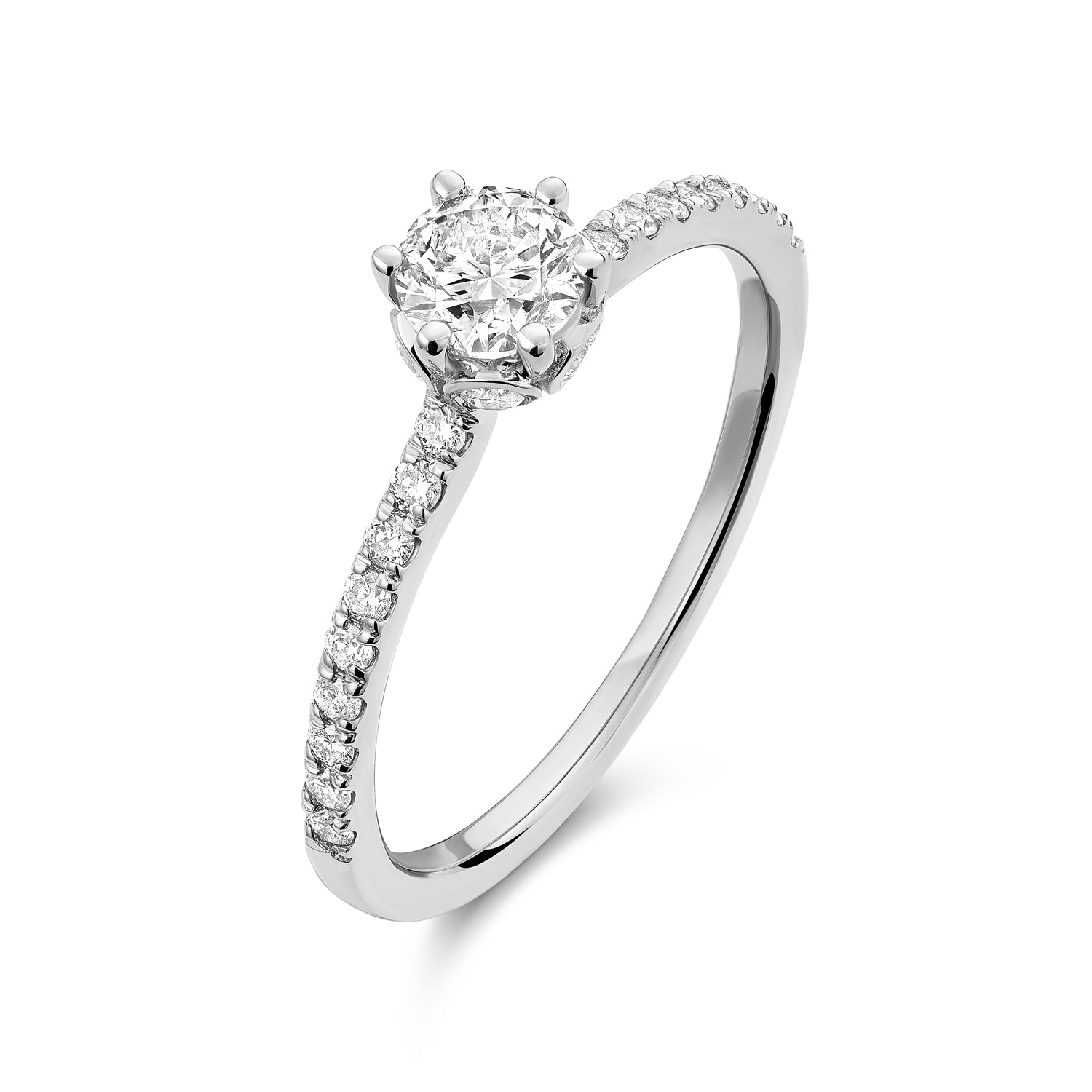 Solitaire Crown Setting Diamond Engagement Ring